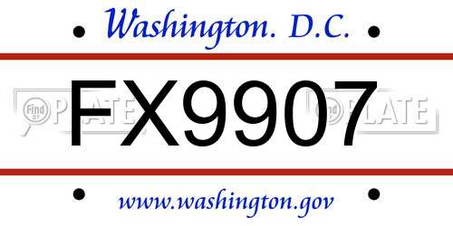 FX9907 District Of Columbia License Plate