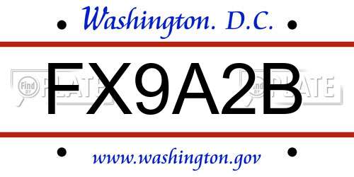 FX9A2B District Of Columbia License Plate