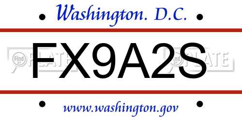 FX9A2S District Of Columbia License Plate