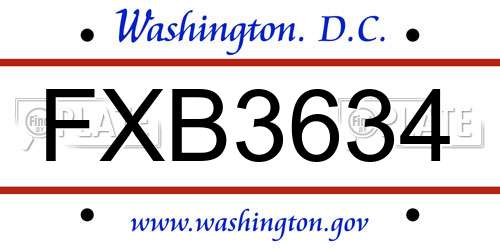 FXB3634 District Of Columbia License Plate