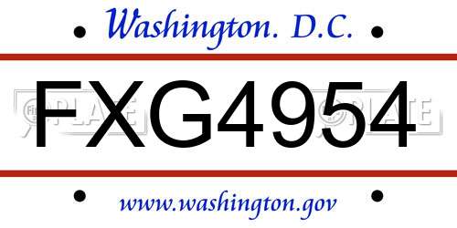 FXG4954 District Of Columbia License Plate