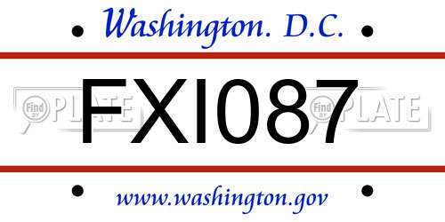 FXI087 District Of Columbia License Plate
