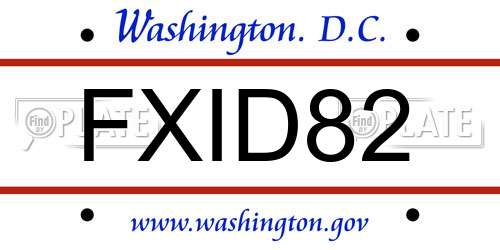 FXID82 District Of Columbia License Plate