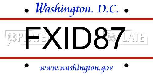 FXID87 District Of Columbia License Plate