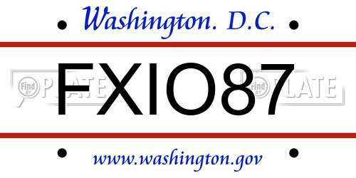 FXIO87 District Of Columbia License Plate
