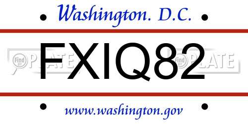 FXIQ82 District Of Columbia License Plate