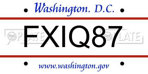 FXIQ87 District Of Columbia License Plate