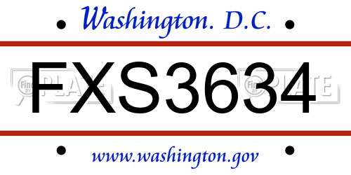 FXS3634 District Of Columbia License Plate