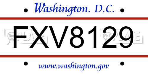 FXV8129 District Of Columbia License Plate