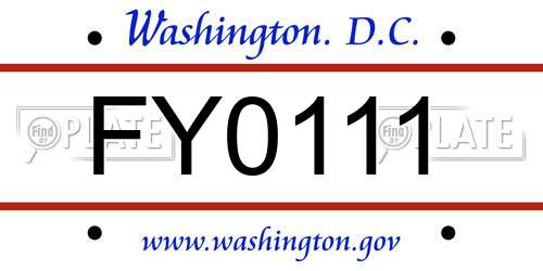FY0111 District Of Columbia License Plate