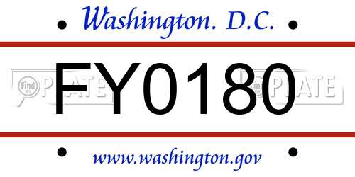 FY0180 District Of Columbia License Plate