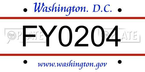 FY0204 District Of Columbia License Plate