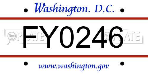 FY0246 District Of Columbia License Plate