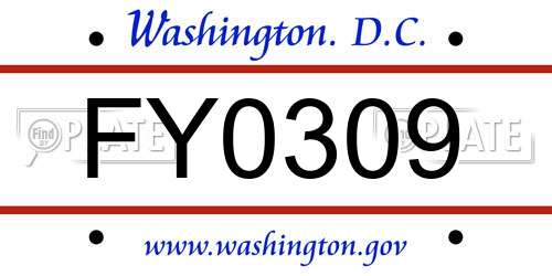 FY0309 District Of Columbia License Plate