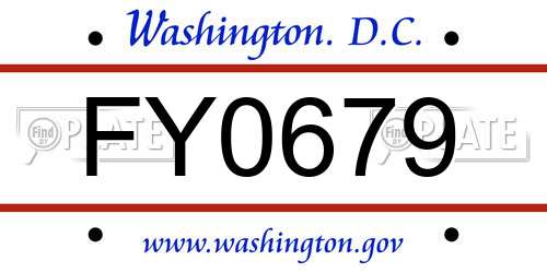 FY0679 District Of Columbia License Plate