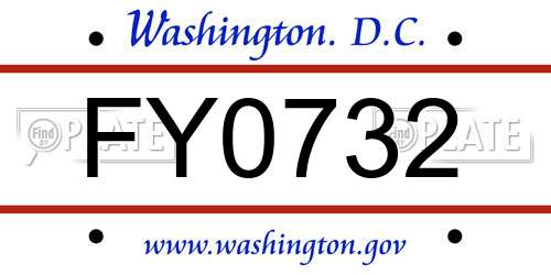 FY0732 District Of Columbia License Plate