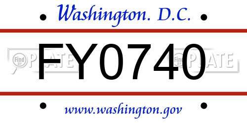 FY0740 District Of Columbia License Plate