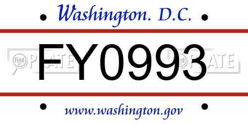 FY0993 District Of Columbia License Plate