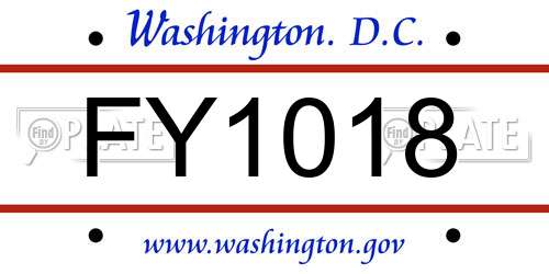 FY1018 District Of Columbia License Plate