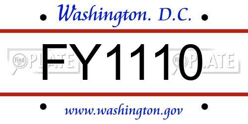 FY1110 District Of Columbia License Plate