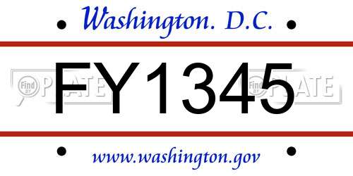 FY1345 District Of Columbia License Plate