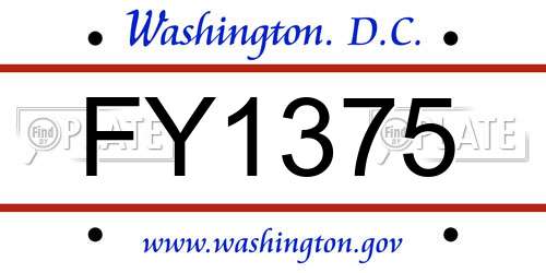 FY1375 District Of Columbia License Plate