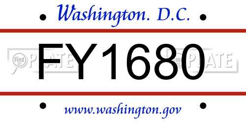 FY1680 District Of Columbia License Plate