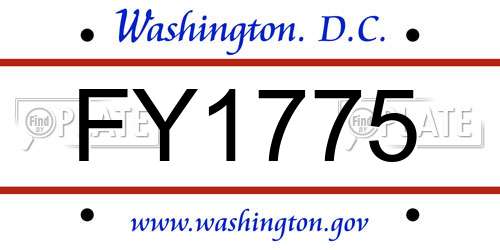FY1775 District Of Columbia License Plate