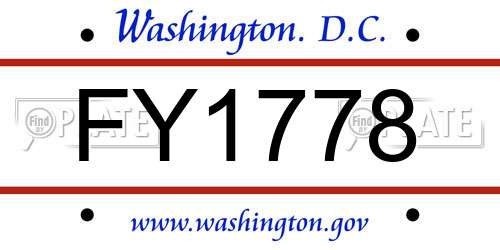 FY1778 District Of Columbia License Plate