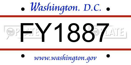 FY1887 District Of Columbia License Plate