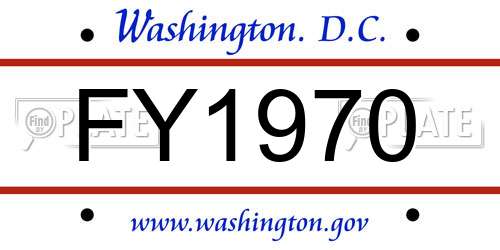 FY1970 District Of Columbia License Plate