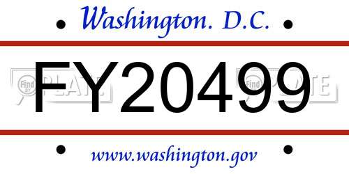 FY20499 District Of Columbia License Plate