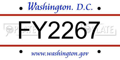 FY2267 District Of Columbia License Plate