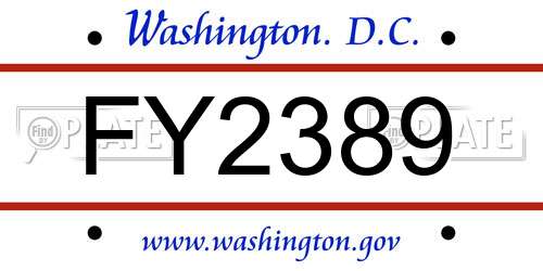 FY2389 District Of Columbia License Plate