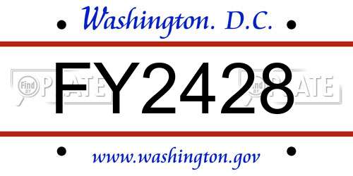 FY2428 District Of Columbia License Plate