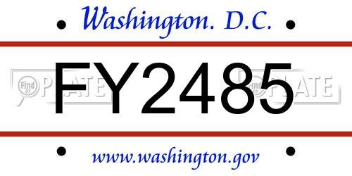 FY2485 District Of Columbia License Plate