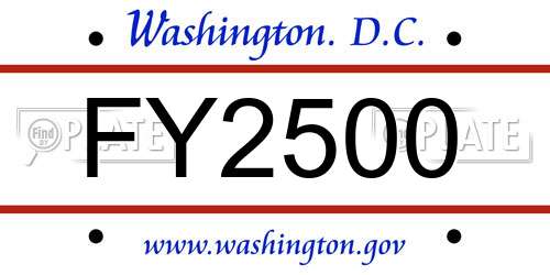 FY2500 District Of Columbia License Plate