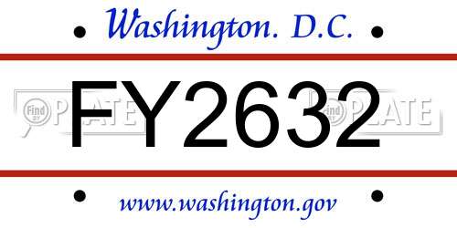 FY2632 District Of Columbia License Plate