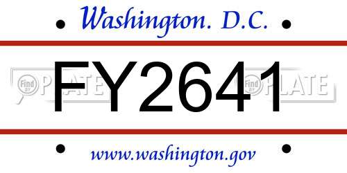 FY2641 District Of Columbia License Plate