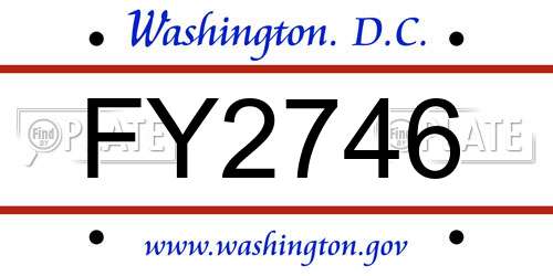FY2746 District Of Columbia License Plate