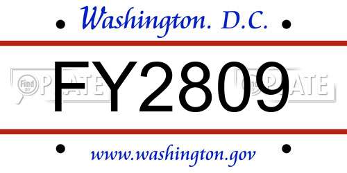 FY2809 District Of Columbia License Plate