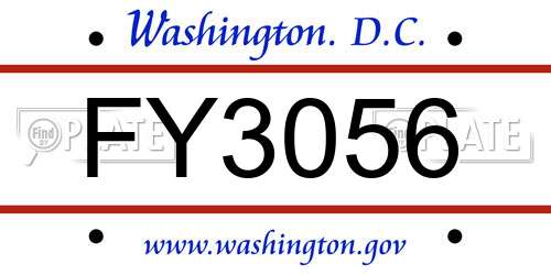 FY3056 District Of Columbia License Plate