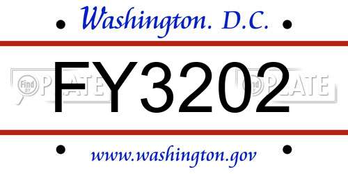 FY3202 District Of Columbia License Plate