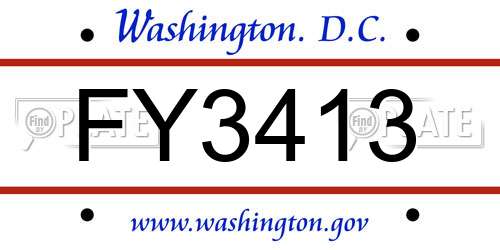 FY3413 District Of Columbia License Plate