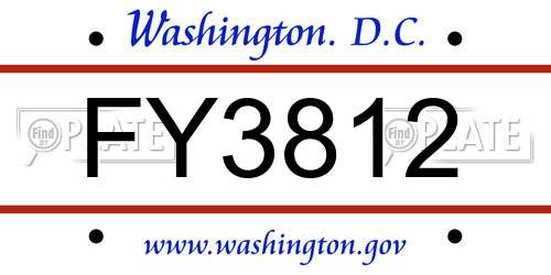 FY3812 District Of Columbia License Plate