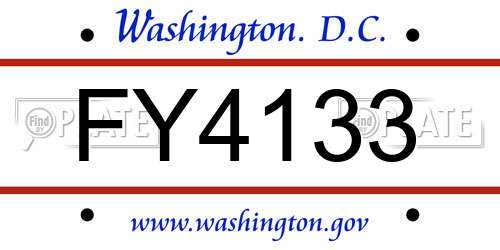 FY4133 District Of Columbia License Plate