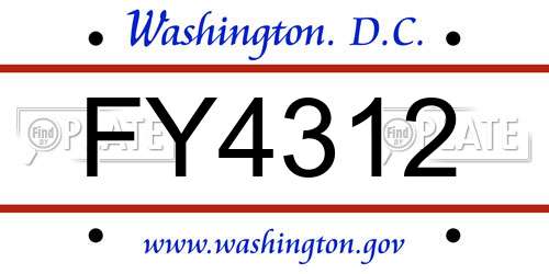FY4312 District Of Columbia License Plate