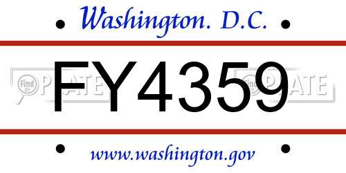 FY4359 District Of Columbia License Plate