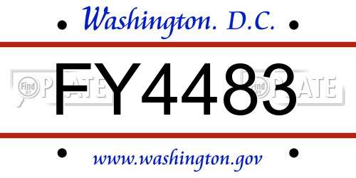 FY4483 District Of Columbia License Plate
