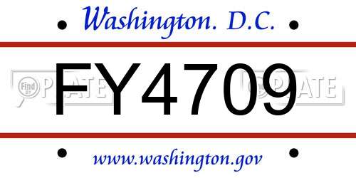FY4709 District Of Columbia License Plate